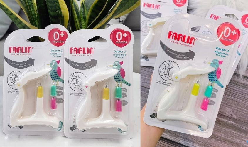 Đục lỗ núm ti bằng dụng cụ đục lỗ có khung đục (Farlin) Đục lỗ núm ti bằng dụng cụ đục lỗ có khung đục (Farlin)