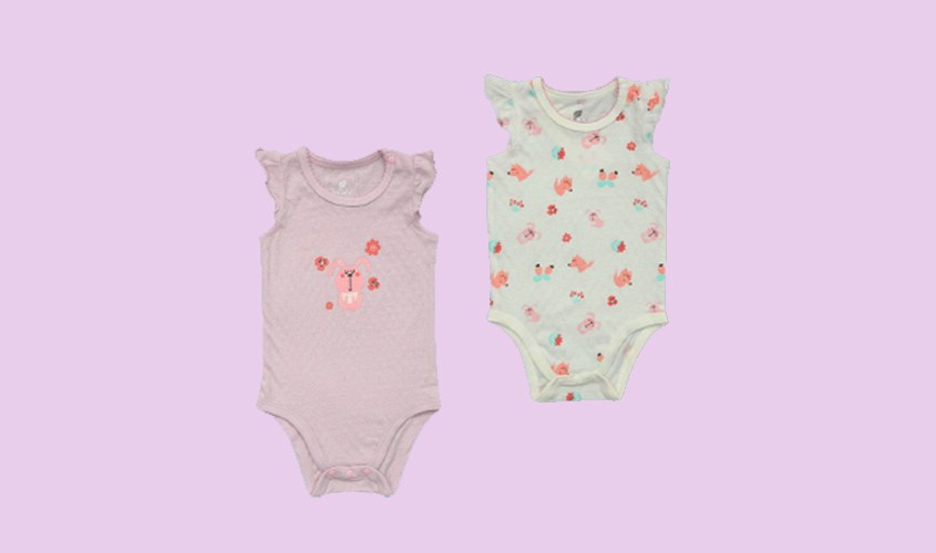 Combo 2 bodysuit bé gái Lullaby NH615P-01 màu tím - trắng