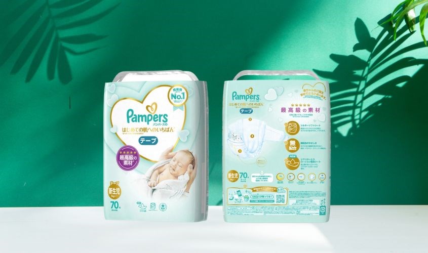Tã dán Pampers cao cấp size NB 70 miếng (dưới 5 kg)