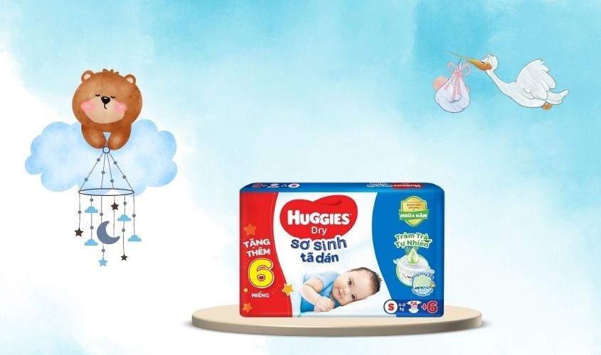 Tã dán Huggies Dry size S 60 miếng (4 - 8 kg)