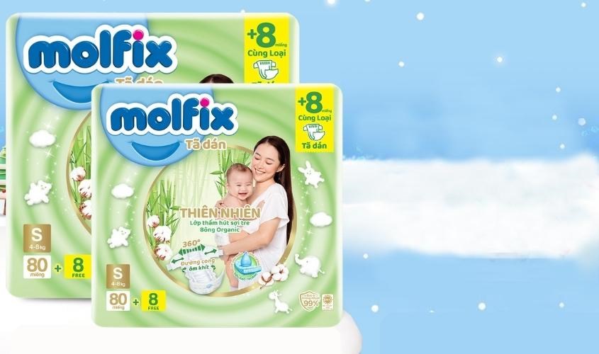 Tã dán Molfix thiên nhiên size S 88 miếng (4 - 8 kg)