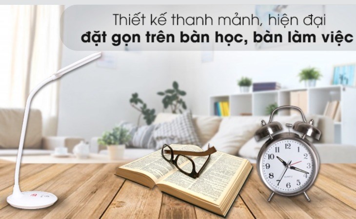 Đèn bàn học Điện Quang LDL05 có thiết kế thanh mảnh cùng trọng lượng 0,55kg, giúp dễ dàng di chuyển