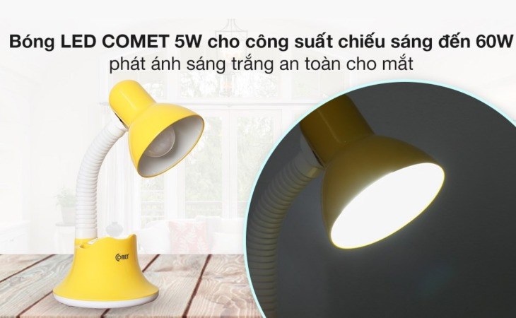 Đèn bàn học Comet CT413 cho ra ánh sáng trắng, an toàn cho mắt trẻ nhỏ