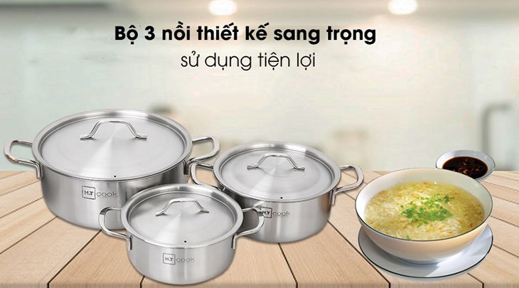 Bộ 3 nồi inox nắp inox Fivestar HT Cook HT-06DN sở hữu thiết kế sang trọng, bền bỉ với thời gian Bộ 3 nồi inox nắp inox Fivestar HT Cook HT-06DN sở hữu thiết kế sang trọng, bền bỉ với thời gian
