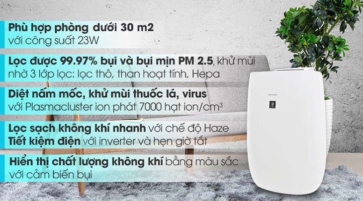 Máy lọc không khí Sharp FP-J40E-W 23W phù hợp với những không gian dưới 30m2 Máy lọc không khí Sharp FP-J40E-W 23W phù hợp với những không gian dưới 30m2