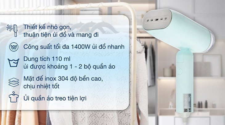 Bàn ủi hơi nước cầm tay AVA HJ-3016 1400W sở hữu kiểu dáng nhỏ gọn, dễ dàng mang theo khi cần Bàn ủi hơi nước cầm tay AVA HJ-3016 1400W sở hữu kiểu dáng nhỏ gọn, dễ dàng mang theo khi cần