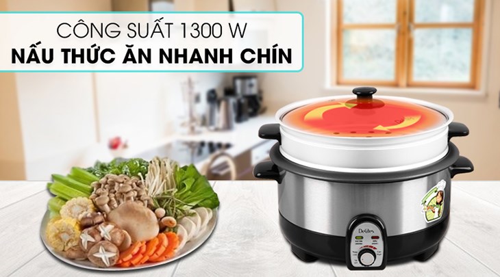 Nồi lẩu điện Delites CBR35-80 3.5 lít có công suất 130W giúp thực phẩm nhanh chín, tiết kiệm thời gian nội trợ cho gia đình Nồi lẩu điện Delites CBR35-80 3.5 lít có công suất 130W giúp thực phẩm nhanh chín, tiết kiệm thời gian nội trợ cho gia đình