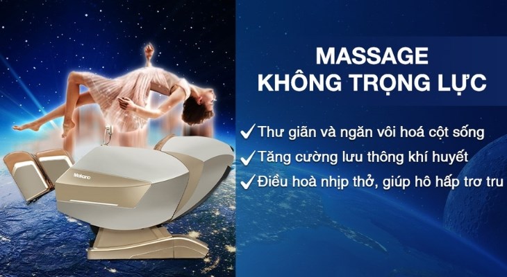 Công nghệ massage không trọng lực trên ghế massage Makano MKGM-20004 giúp tăng cường lưu thông khí huyết, điều hòa nhịp thở