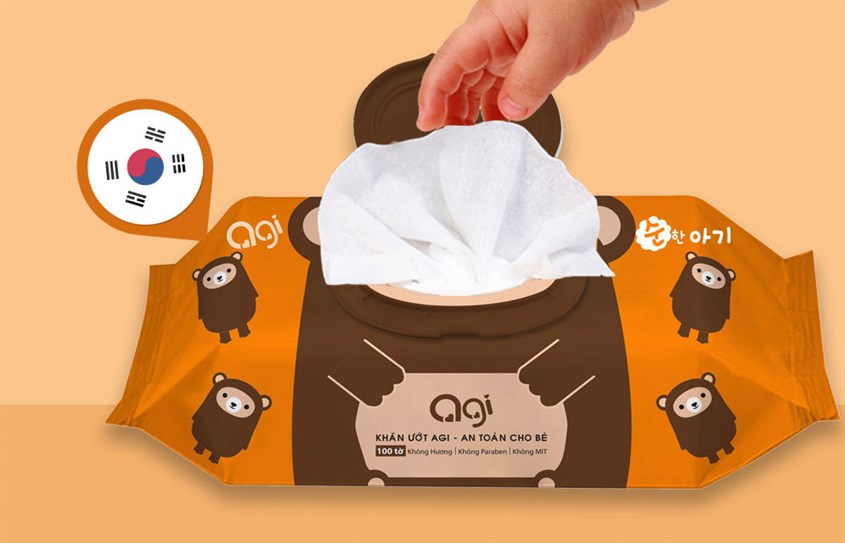Khăn ướt Agi con gấu không hương 100 tờ