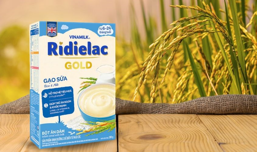 Bột ăn dặm Vinamilk RiDielac Gold gạo, sữa hộp 200g (6 - 24 tháng)