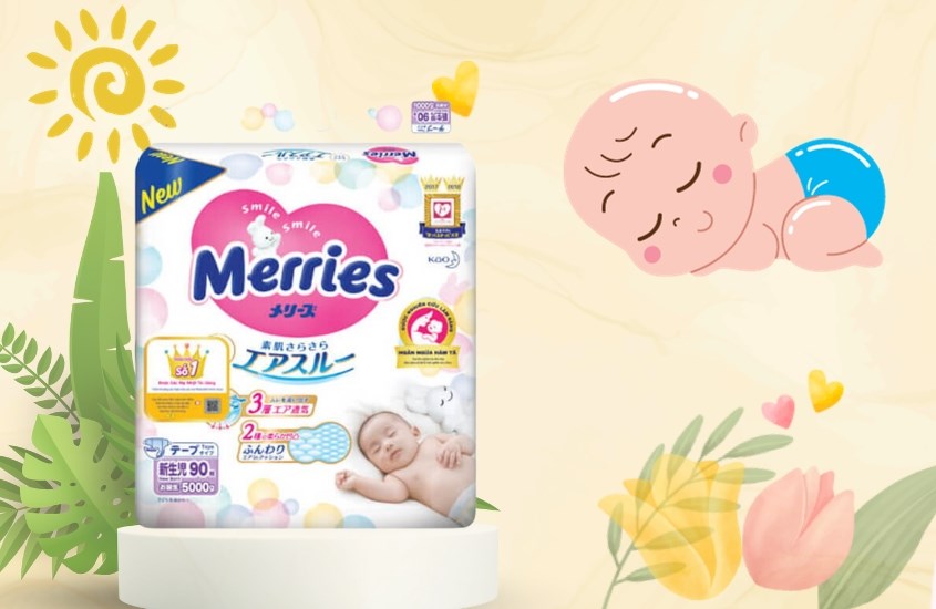 Tã Merries với khả năng thấm hút tốt giúp bé thoải mái, góp phần mang lại giấc ngủ ngon cho con