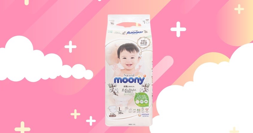 Tã dán Moony Natural size L 38 miếng (9 - 14 kg)