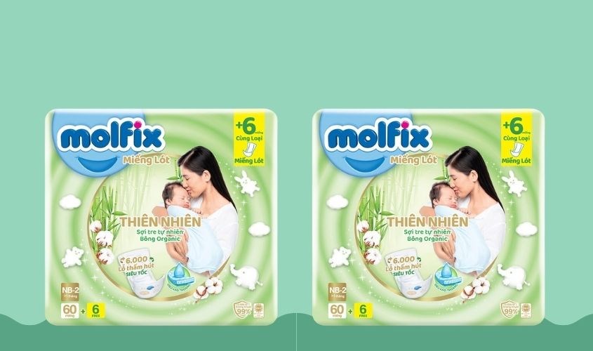 Tã lót Molfix thiên nhiên size NB2 66 miếng (Trên 1 tháng)