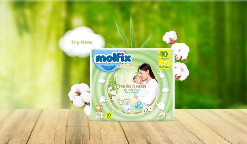 Tã lót Molfix thiên nhiên size NB1 100 miếng (Dưới 1 tháng)