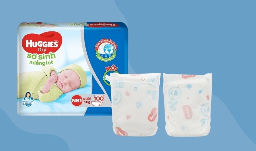 Tã lót Huggies Dry size NB1 100 miếng (Dưới 5 kg)