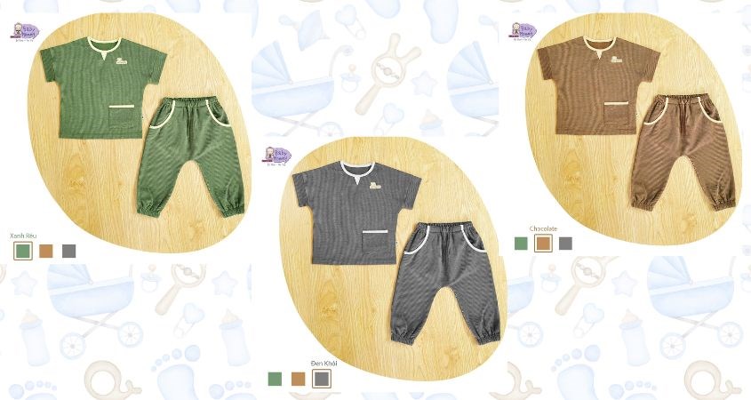 Bộ tay ngắn bé trai BabyMommy tay liền cổ tròn Bộ tay ngắn bé trai BabyMommy tay liền cổ tròn