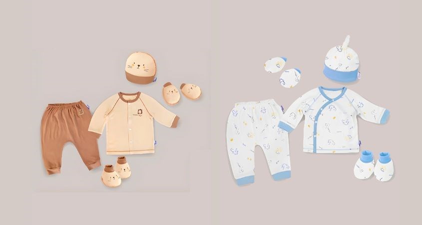 Set bộ tay dài cài giữa BabyMommy màu nâu Set bộ tay dài cài giữa BabyMommy