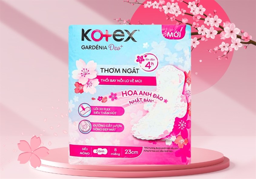 Băng vệ sinh ban ngày Kotex Gardénia siêu mỏng có cánh 8 miếng