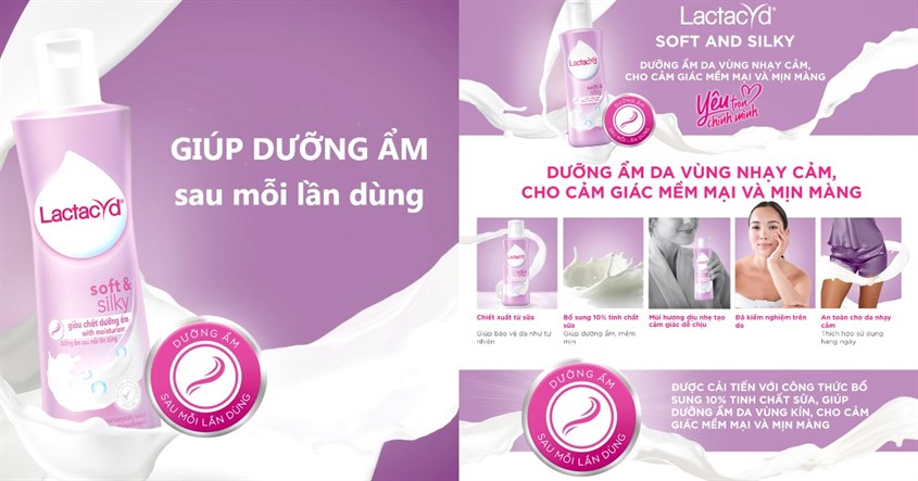 Dung dịch vệ sinh phụ nữ Lactacyd Soft & Silky 150ml hạn chế mùi hôi