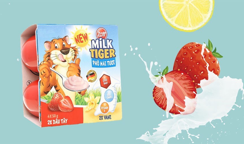 Lốc 4 hộp sữa chua phô mai Zott vị dâu vani 200g