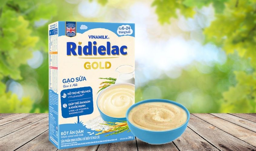 Bột ăn dặm Vinamilk RiDielac Gold gạo, sữa hộp 200g (6 - 24 tháng)