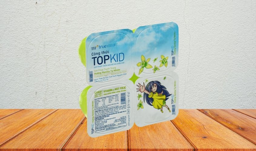 Lốc 4 hộp sữa chua thanh trùng TH true YOGURT Top Kid vị vani 60g