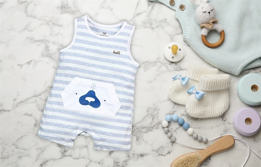 Bodysuit sát nách kẻ thưa Haki BB046 màu xanh