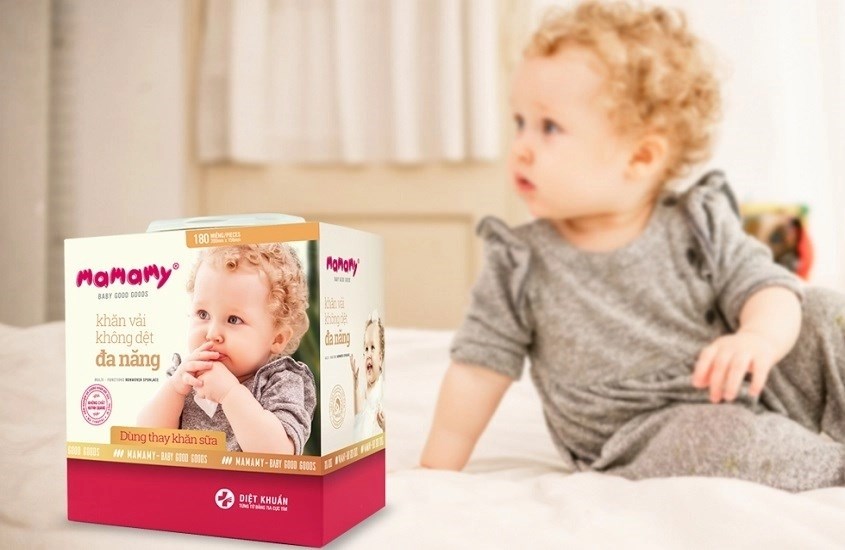 Hộp 180 tờ khăn vải em bé không dệt Mamamy không mùi