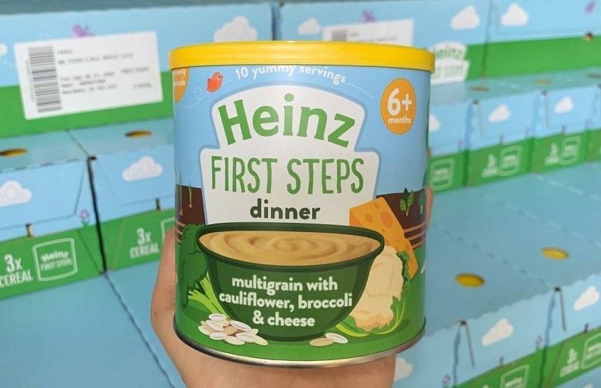 Bột ăn dặm Heinz súp lơ, bông cải và phô mai lon 200g Bột ăn dặm Heinz súp lơ, bông cải và phô mai lon 200g