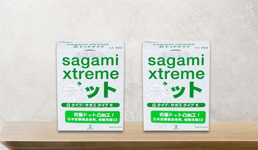 Bao cao su Sagami Xtreme gân nổi, có gai 52mm hộp 3 cái Bao cao su Sagami Xtreme gân nổi, có gai 52mm hộp 3 cái
