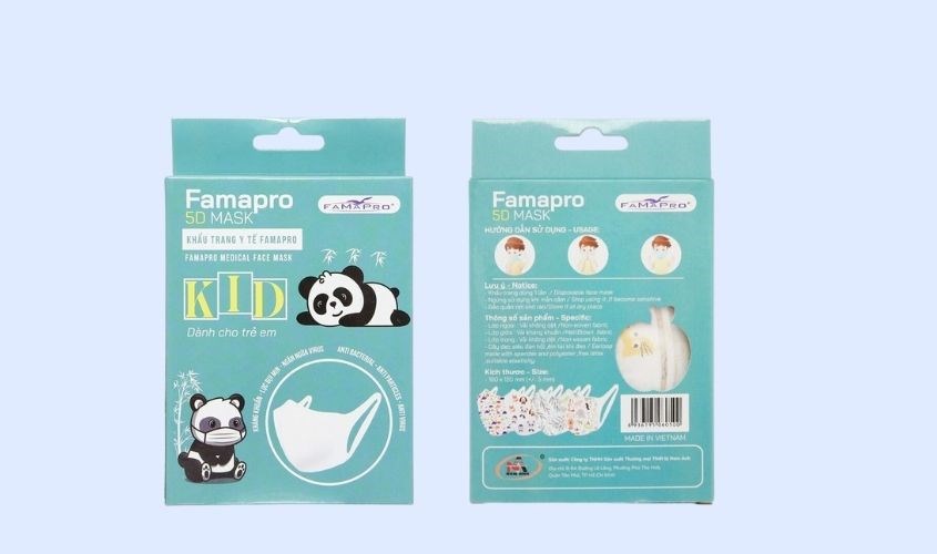 Hộp 10 cái khẩu trang y tế 5D cho bé FAMAPRO 3 lớp
