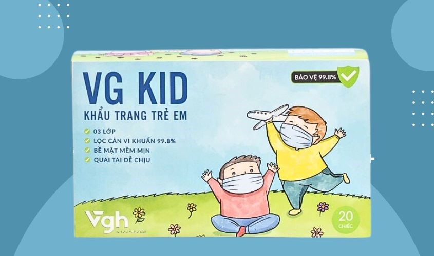 Hộp 20 cái khẩu trang y tế cho bé VGH VG KID 3 lớp
