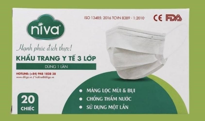 Hộp 50 cái khẩu trang y tế Niva 4 lớp