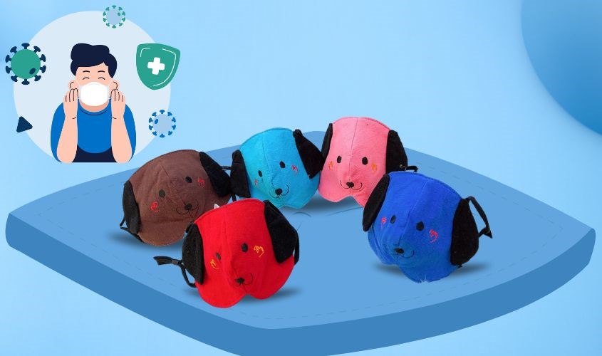 Khẩu trang vải cho bé Duy Ngọc hoạ tiết cún 1 lớp