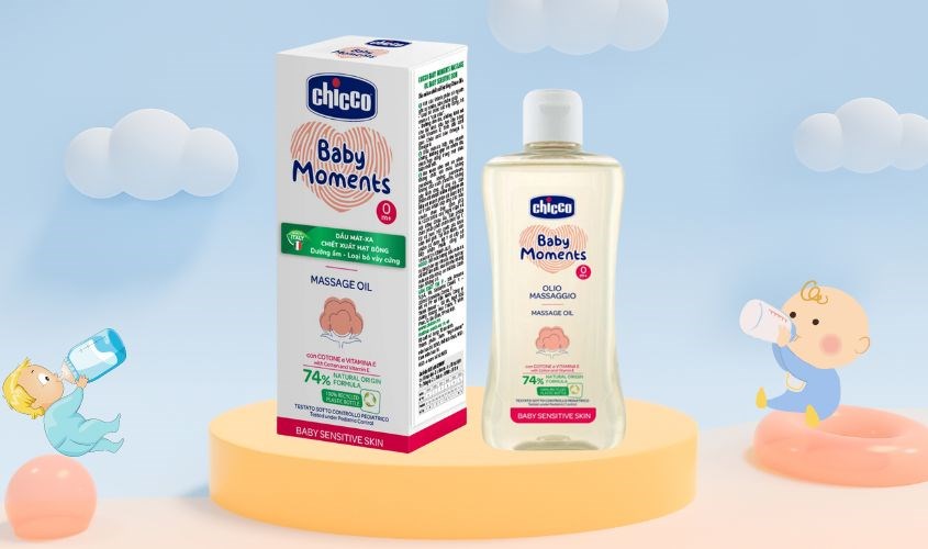 Dầu massage chiết xuất hạt bông cho bé Chicco 200 ml