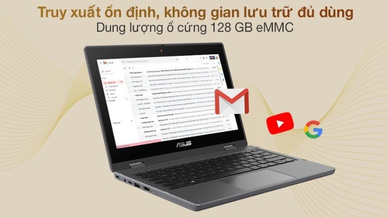 Laptop Asus BR1100FKA N6000 (BP1009W) có dung lượng ổ cứng tới 128 GB eMMC