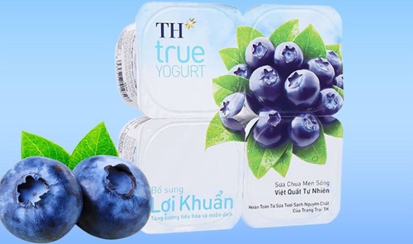 Lốc 4 hộp sữa chua trái cây TH true YOGURT vị việt quất 100g
