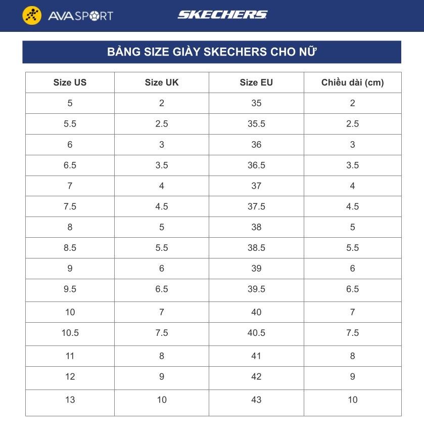 bảng size giày skechers nam