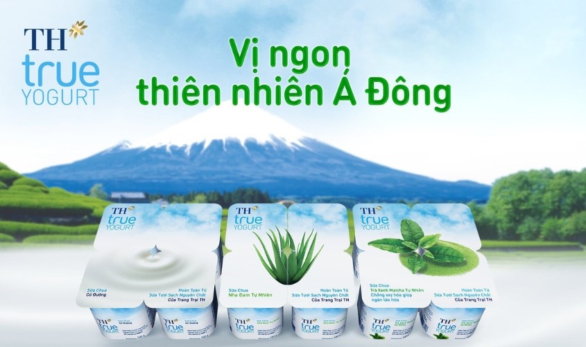 Lốc 4 hộp sữa chua có đường TH true YOGURT 100g giúp bổ sung axit lactic
