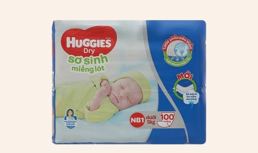 Miếng lót Huggies Dry size NB1 100 miếng miếng lõi bông cao cấp