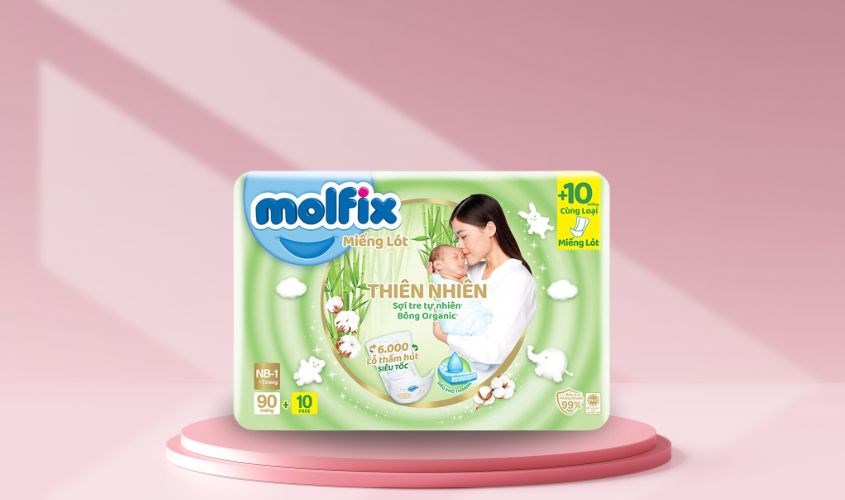 Miếng lót Molfix thiên nhiên size NB1 90 + 10 miếng (Dưới 1 tháng)