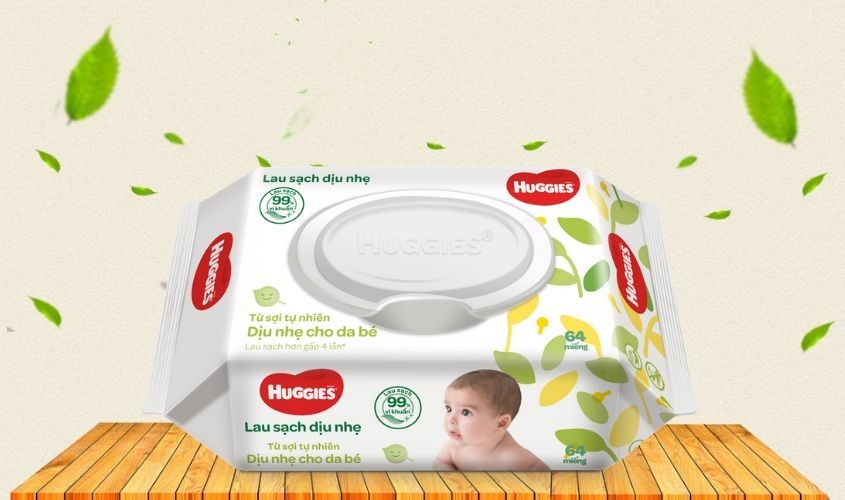 Khăn ướt Huggies Clean Care không mùi gói 64 miếng