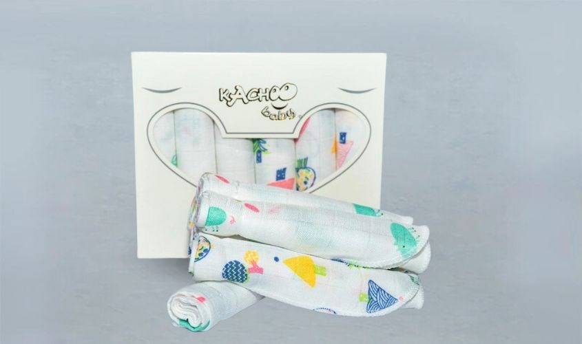 Set 6 cái khăn sữa sợi tre KACHOOBABY 4 lớp 30x30 cm Set 6 cái khăn sữa sợi tre KACHOOBABY 4 lớp