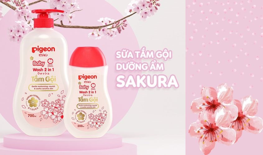 Sữa tắm & gội 2in1 cho bé Pigeon chiết xuất hoa anh đào 700 ml Sữa tắm & gội 2in1 cho bé Pigeon chiết xuất hoa anh đào 700 ml
