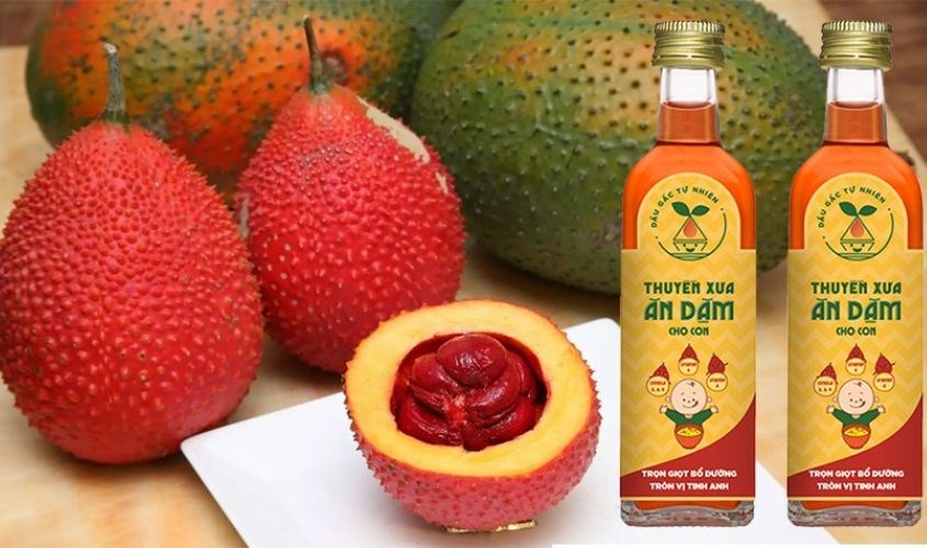 Liều dùng dầu gấc phù hợp Dầu gấc tự nhiên Thuyền Xưa ăn dặm cho bé chai 65ml