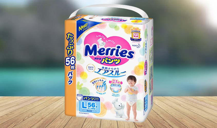 Tã quần Merries size L 56 miếng (9 - 14 kg)