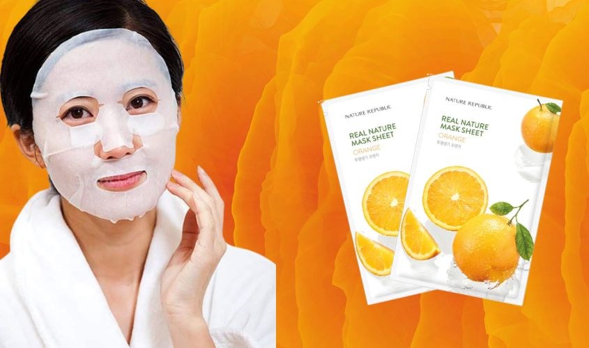Mặt nạ giấy Cam dưỡng ẩm và làm đều màu da Nature Republic Real Nature Orange 23 ml 