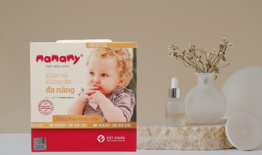 Hộp 180 tờ khăn vải em bé không dệt Mamamy không mùi