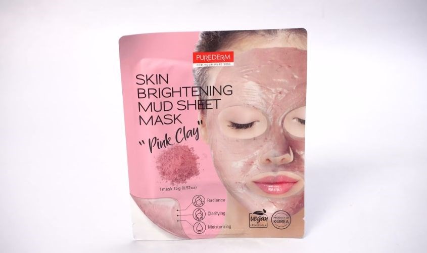 Mặt nạ giấy Đất Sét Hồng dưỡng trắng da Purederm 15g