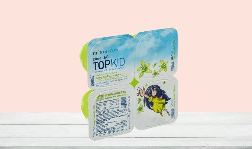 Lốc 4 hộp sữa chua thanh trùng TH true YOGURT Top Kid vị vani 60g